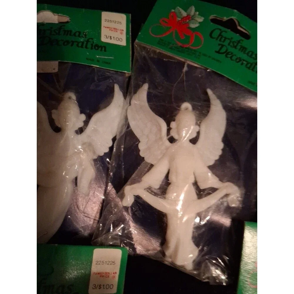 Vintage White Resin Angel ornament lot of 8
